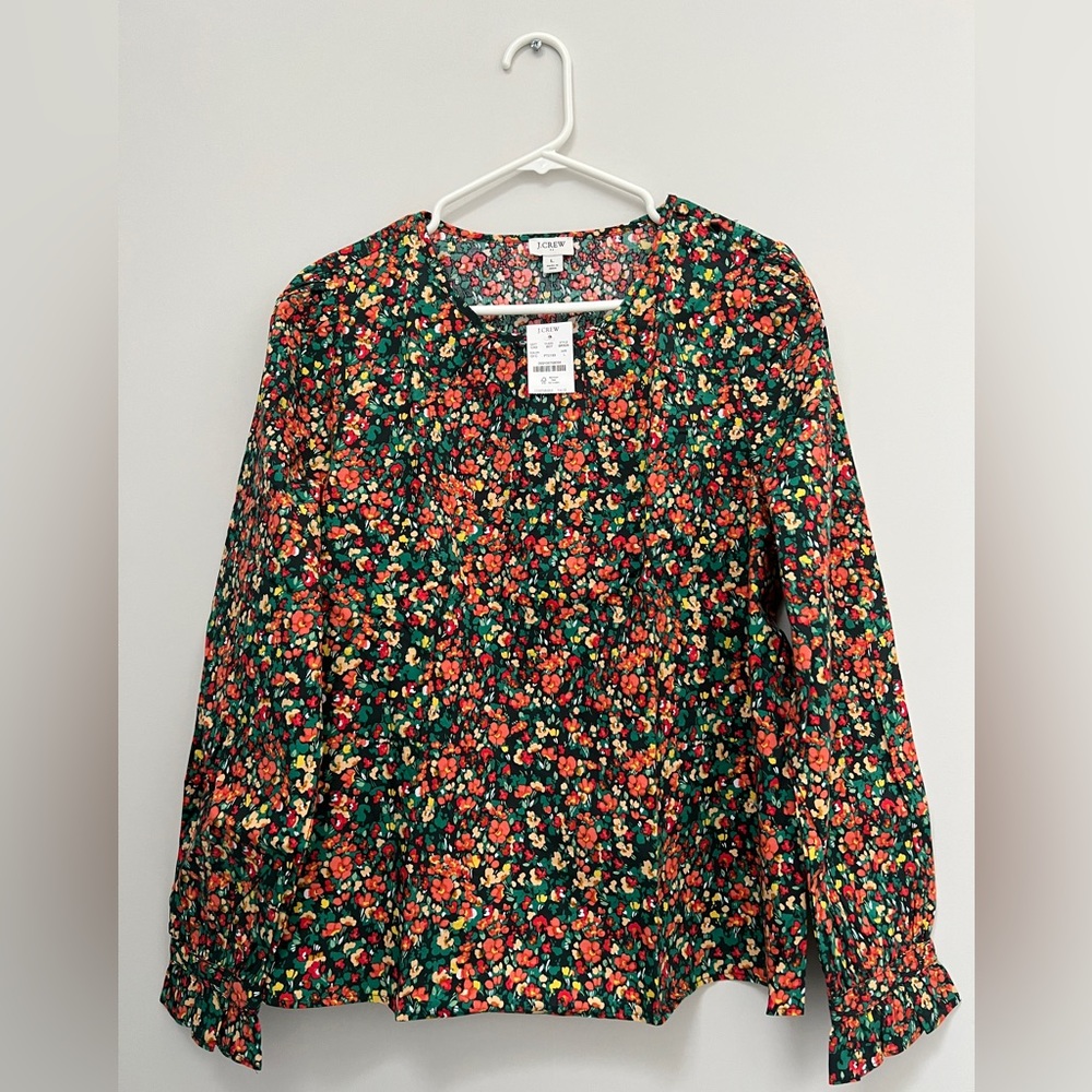NWT J. Crew top with ruffle cuffs